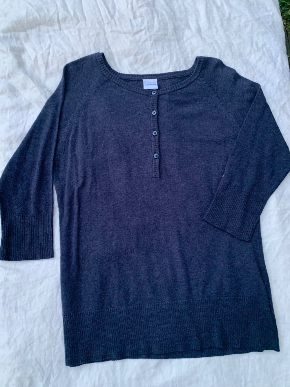 Blue Columbia women's knit sweater, minimalist, outdoor, winter, size L